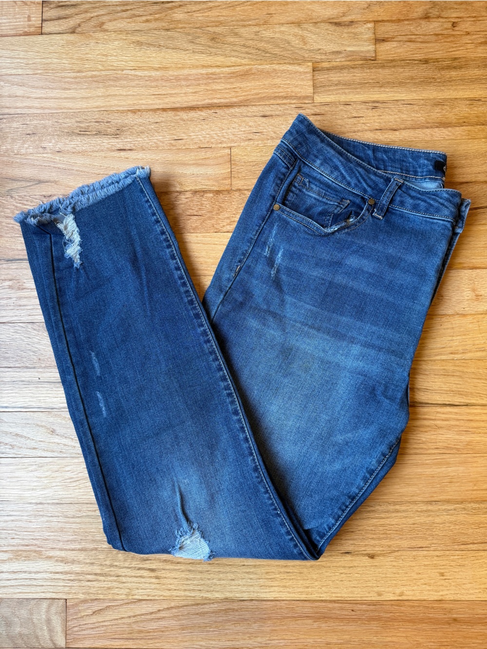 16 d. jeans Light to Mid Blue Distressed Denim Jeans